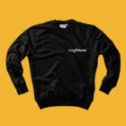 Zwarte vinyl frame sweater met logo